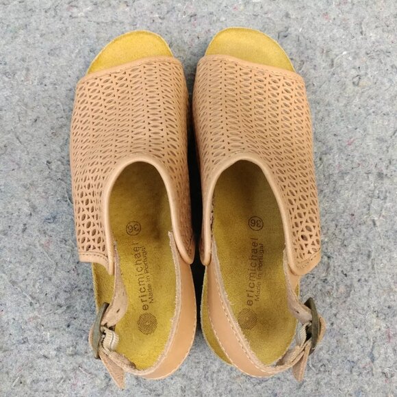 Eric Michael Wedge Sandals Womens 36 EU Phoebe Cork Heel Slingback Slip On Taupe - Picture 10 of 11